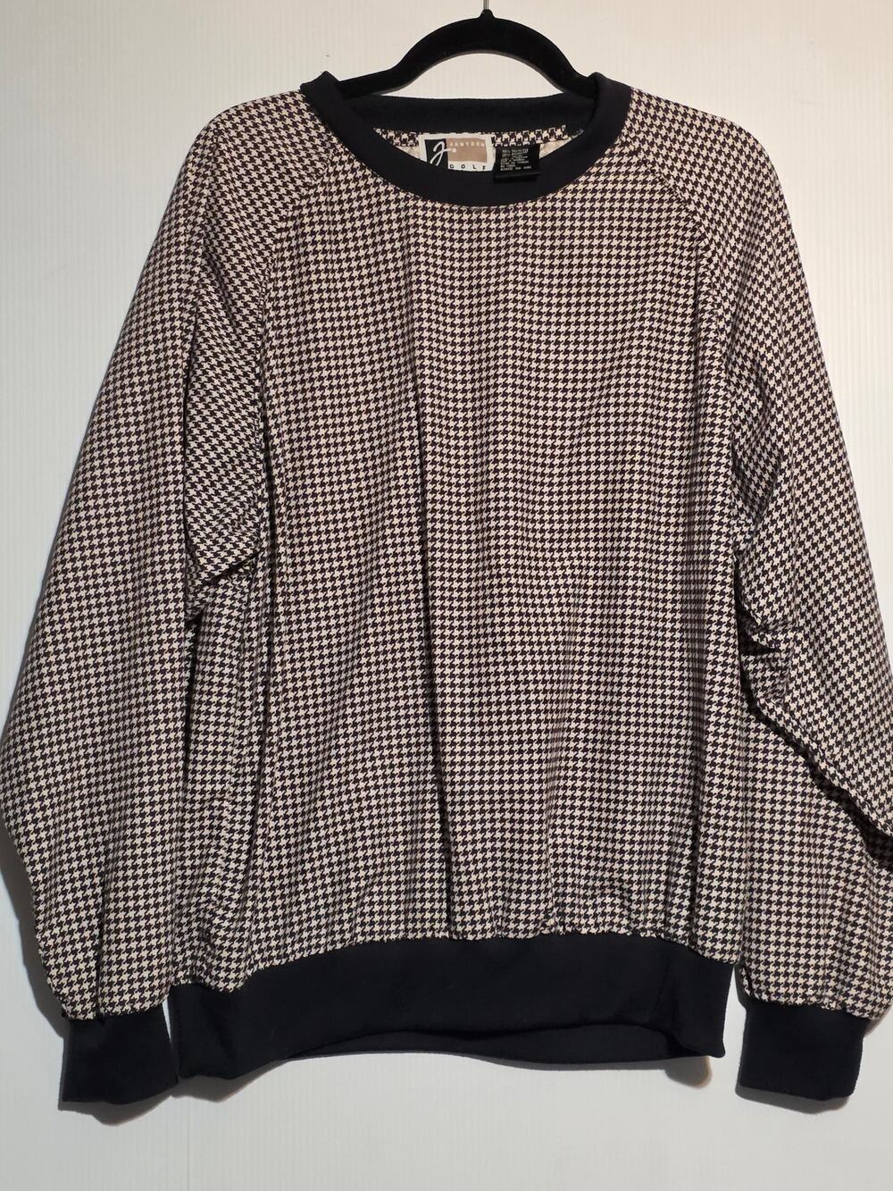 Vintage Jantzen Golf Houndstooth Pullover Sweater M Classic Retro Dark Academia